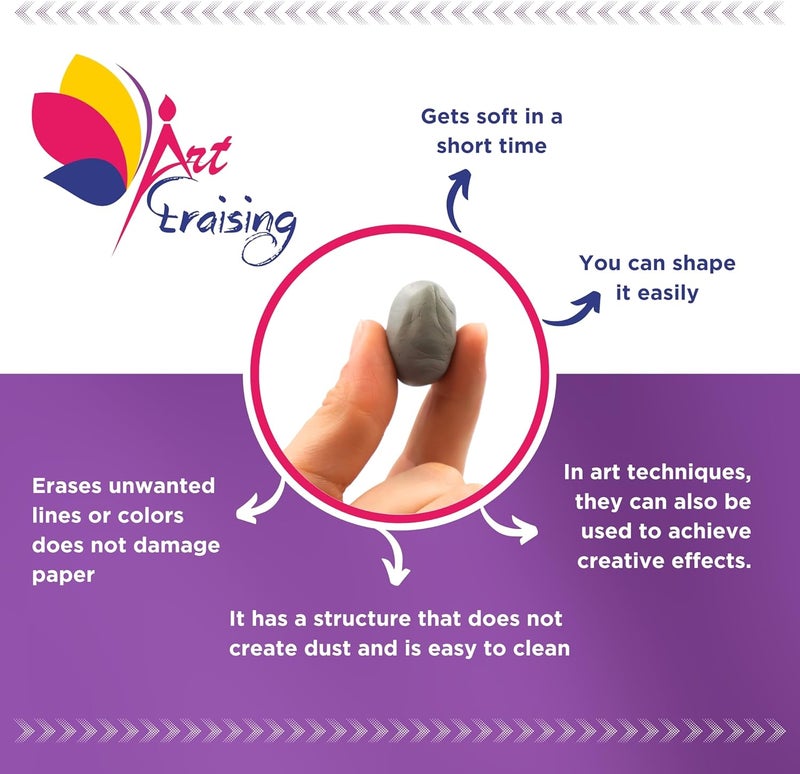 Art Eraising Kneaded Erasers for Artists for Drawing Art, Large Size Grey Kneadable Eraser for Drawing Artists, Art Supplies, Art Gum Erasers for Charcoal Pencils, Sketching Supplie - Image 3